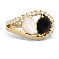 Opal Nestled Heart Keepsake 14K Yellow Gold ring R5650