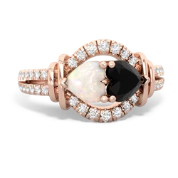 Opal Art-Deco Keepsake 14K Rose Gold ring R5630