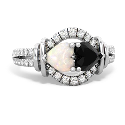 Opal Art-Deco Keepsake 14K White Gold ring R5630