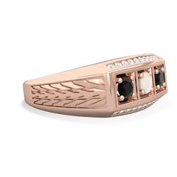 Opal Three Stone Tire Tread Men's 14K Rose Gold ring R0520