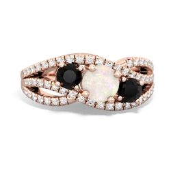 Opal Three Stone Aurora 14K Rose Gold ring R3080