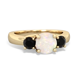 Opal Three Stone Round Trellis 14K Yellow Gold ring R4018