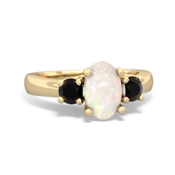 Opal Three Stone Oval Trellis 14K Yellow Gold ring R4024