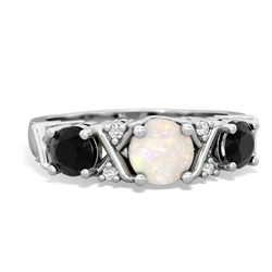 Opal Hugs And Kisses 14K White Gold ring R5016