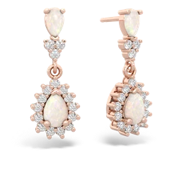 Opal Halo Pear Dangle 14K Rose Gold earrings E1882