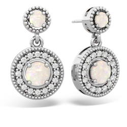 Opal Halo Dangle 14K White Gold earrings E5319