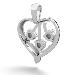 Lab Ruby Glowing Heart 14K White Gold pendant P2233