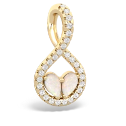 Opal Pave Twist 'One Heart' 14K Yellow Gold pendant P5360