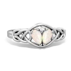 Opal Celtic Love Knot 14K White Gold ring R5420