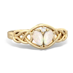 Opal Celtic Love Knot 14K Yellow Gold ring R5420