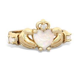 White Topaz Claddagh Keepsake 14K Yellow Gold ring R5245