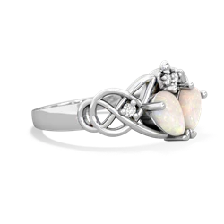 Opal 'One Heart' Celtic Knot Claddagh 14K White Gold ring R5322