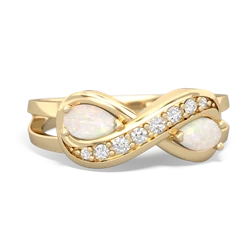 Opal Diamond Infinity 14K Yellow Gold ring R5390