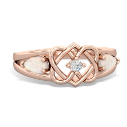 Opal Hearts Intertwined 14K Rose Gold ring R5880