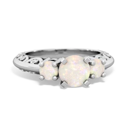 Opal Art Deco Eternal Embrace Engagement 14K White Gold ring C2003