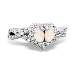 Opal Diamond Twist 'One Heart' 14K White Gold ring R2640HRT