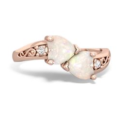 Opal Snuggling Hearts 14K Rose Gold ring R2178