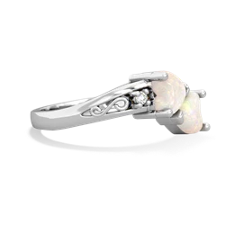 Opal Snuggling Hearts 14K White Gold ring R2178