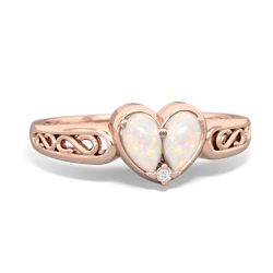 Opal Filligree 'One Heart' 14K Rose Gold ring R5070