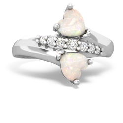 Opal Heart To Heart 14K White Gold ring R2064