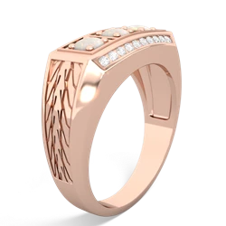 Garnet Three Stone Tire Tread Men's 14K Rose Gold ring R0520