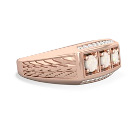 Lab Ruby Three Stone Tire Tread Men's 14K Rose Gold ring R0520