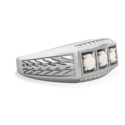 London Topaz Three Stone Tire Tread Men's 14K White Gold ring R0520