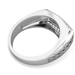 Garnet Three Stone Tire Tread Men's 14K White Gold ring R0520