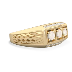 Ruby Three Stone Tire Tread Men's 14K Yellow Gold ring R0520