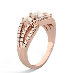 Lab Ruby Three Stone Aurora 14K Rose Gold ring R3080