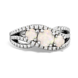 White Topaz Three Stone Aurora 14K White Gold ring R3080