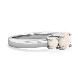 Lab Sapphire Three Stone Round Trellis 14K White Gold ring R4018