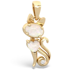 Opal Kitten 14K Yellow Gold pendant P5780