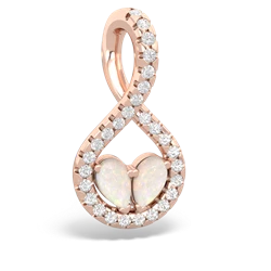 Opal Pave Twist 'One Heart' 14K Rose Gold pendant P5360