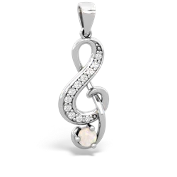 Opal G-Clef Music 14K White Gold pendant P5830