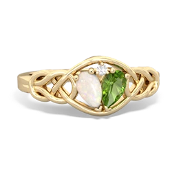 Opal Celtic Love Knot 14K Yellow Gold ring R5420