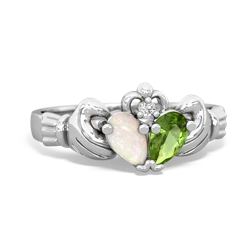 Opal 'Our Heart' Claddagh 14K White Gold ring R2388