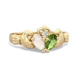 Opal 'Our Heart' Claddagh 14K Yellow Gold ring R2388