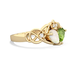 Opal 'One Heart' Celtic Knot Claddagh 14K Yellow Gold ring R5322