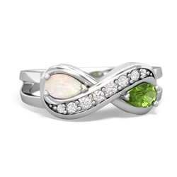 Opal Diamond Infinity 14K White Gold ring R5390