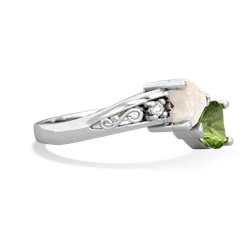 Opal Snuggling Hearts 14K White Gold ring R2178