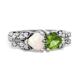 Opal Diamond Butterflies 14K White Gold ring R5601