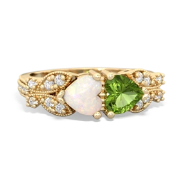 Opal Diamond Butterflies 14K Yellow Gold ring R5601