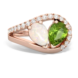 Opal Nestled Heart Keepsake 14K Rose Gold ring R5650