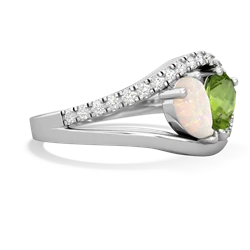 Opal Nestled Heart Keepsake 14K White Gold ring R5650