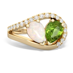 Opal Nestled Heart Keepsake 14K Yellow Gold ring R5650