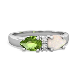 Opal Pear Bowtie 14K White Gold ring R0865