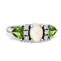 Opal Antique Style Three Stone 14K White Gold ring R2186