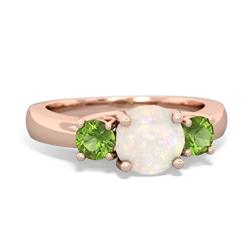 Opal Three Stone Round Trellis 14K Rose Gold ring R4018