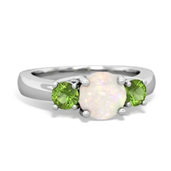 Opal Three Stone Round Trellis 14K White Gold ring R4018